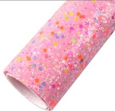 Super Chunky Confetti Glitter FAUX LEATHER SHEET 8.7512" 1138283 Bright Pink