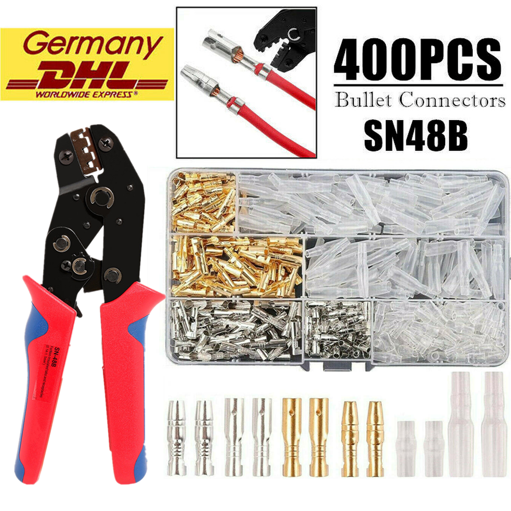 400 Stück Rundsteckverbinder 3,9 Mm – Männlich/weiblich, Mit Isolierhülsen, Für 0,3-1,5 Mm² Kabel, Motorrad & Kfz
