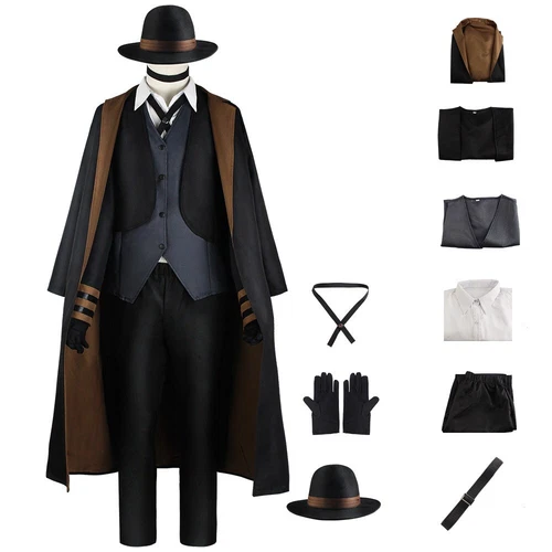 Bungo Stray Dogs Season 3 Osamu Dazai Men Cosplay Costume Halloween Outfit Wig - Picture 19 of 43