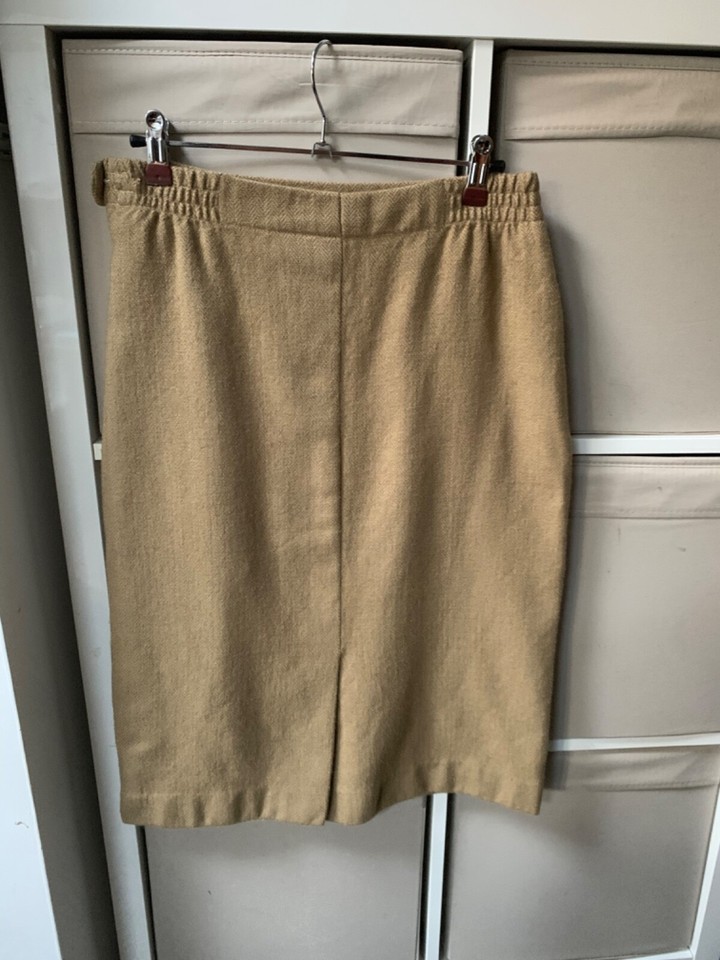 AVOCA Collection Ireland Beige Tweed 100 Pure Wool Tweed Skirt Size M