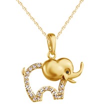 Valentes Day 14k GOLD Plated Cute BABY ELEPHANT Pendant NECKLACE Crystal GIFT