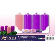 Set 4 Pezzi Candele Dell'Avvento Colorate 6x15cm bal