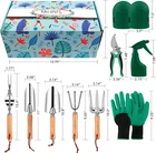 10pcs stainless steel garden tool set with tote bag gloves heavy duty wooden han