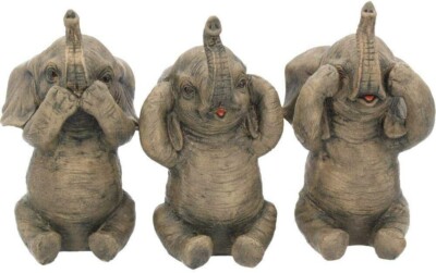Nemesis Now Drei weise Elefanten Figur 16 cm grau