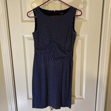 Ann Taylor Dress Womens 0 Petite Navy And White Polka Dot Pattern. Sleeveless