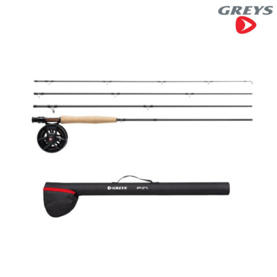 Greys Fin Fly Fishing Rod Reel Combo 4Pc Trout Fishing