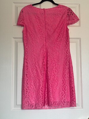 Lilly Pulitzer Pink sparkle Lace Cocktail dress Large neon short sleeve v  neck | eBay