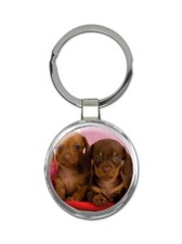 Dogs : Gift Round Keychain Pet Animal Puppy Cute Funny Canine Pets