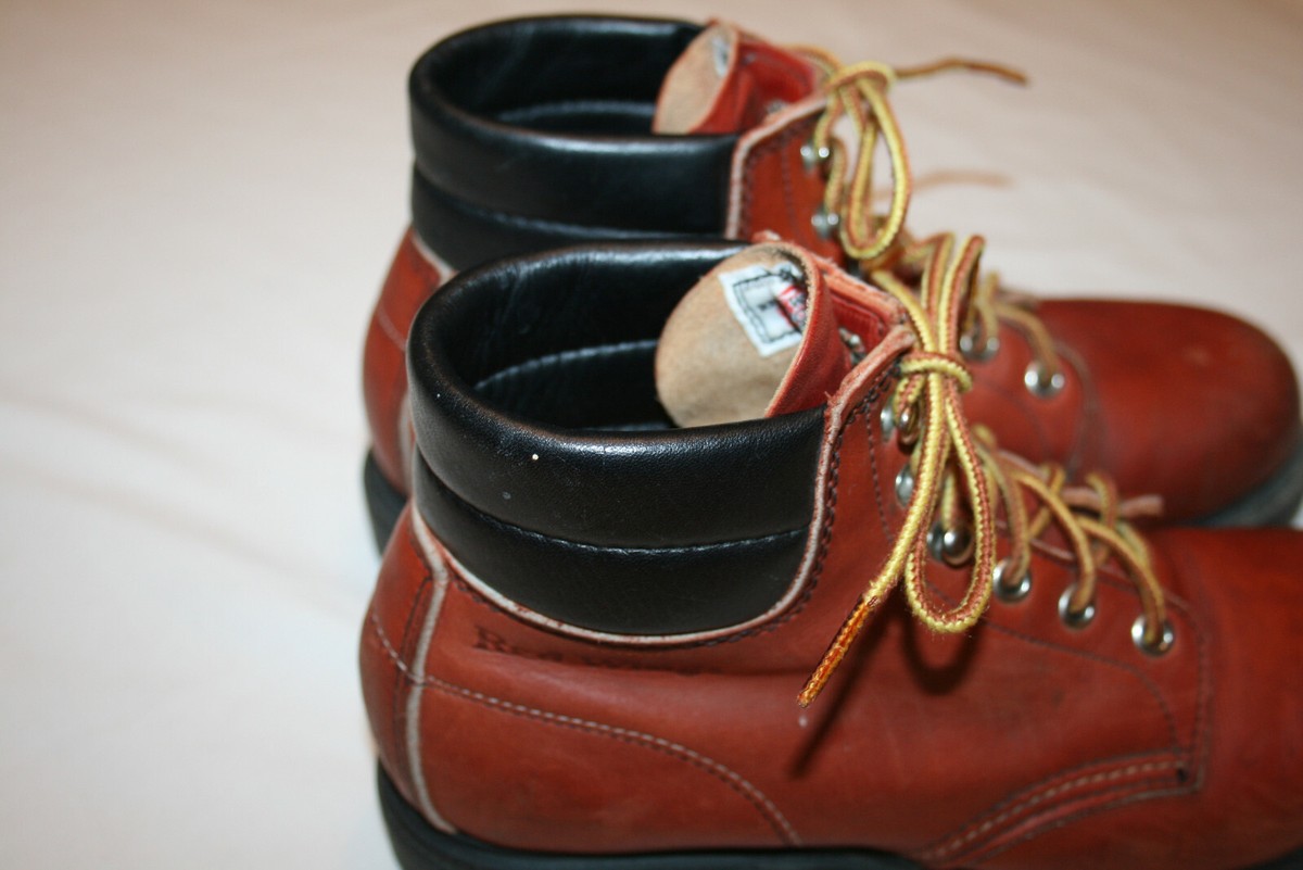 Vtg OXBLOOD STEEL TOE USA RED WING CHORE WORK BOOTS 7 1/2 B  display picture 1