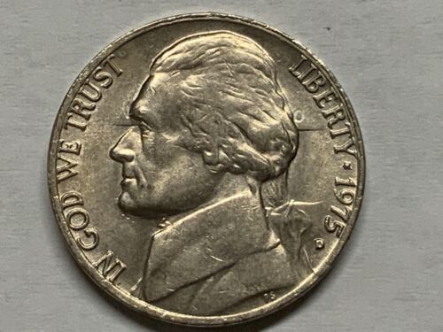 1975 D Jefferson Nickel Strong Obverse, Reverse Clashed die