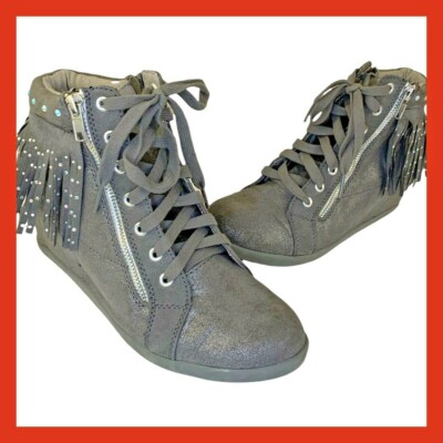 Girls Tween Justice Ankle Boots Uglycore Steel Gray Rhinestones