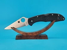 Spyderco Delica 4 Plain Edge Lockback Knife! Black Handle! VG-10 Blade!