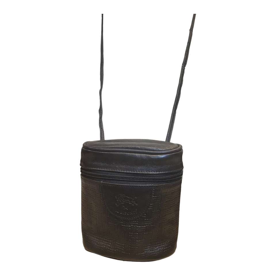 Bolso Bandolera Il Bisonte Cuero Negro Pequeño Cámara Cierre con Cremallera Foto 3 de 4