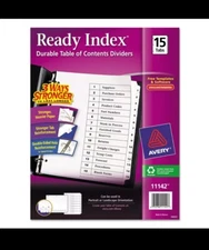 Index Dividers 15-Tab Customizable Table of Contents 3 Hole Reinforced B&W Avery