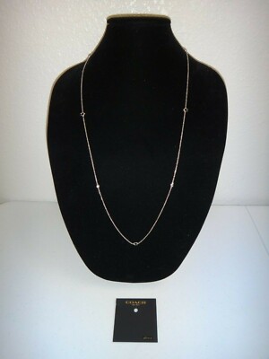 COACH C Logo Silver Stainless Steel Long Necklace 32