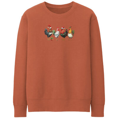 Christmas Rooster Womens Sweatshirt Farm Animal Her Xmas Cockerel Sweater Men...