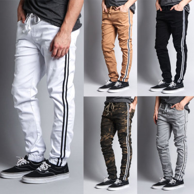 Victorious Mens Elastic Waist Side Stripe Jogger Twill Pants - JG3005-GG1H