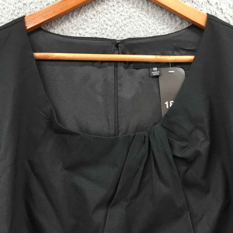 Vestido Mossimo para mujer 18 negro sin mangas cremallera trasera plisado midi vestido recto NUEVO Foto 3 de 4