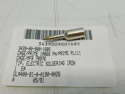 Electric Soldering Iron Tip 1/4" Thread On -Plated Pencil Tip PL1111 PN 78976