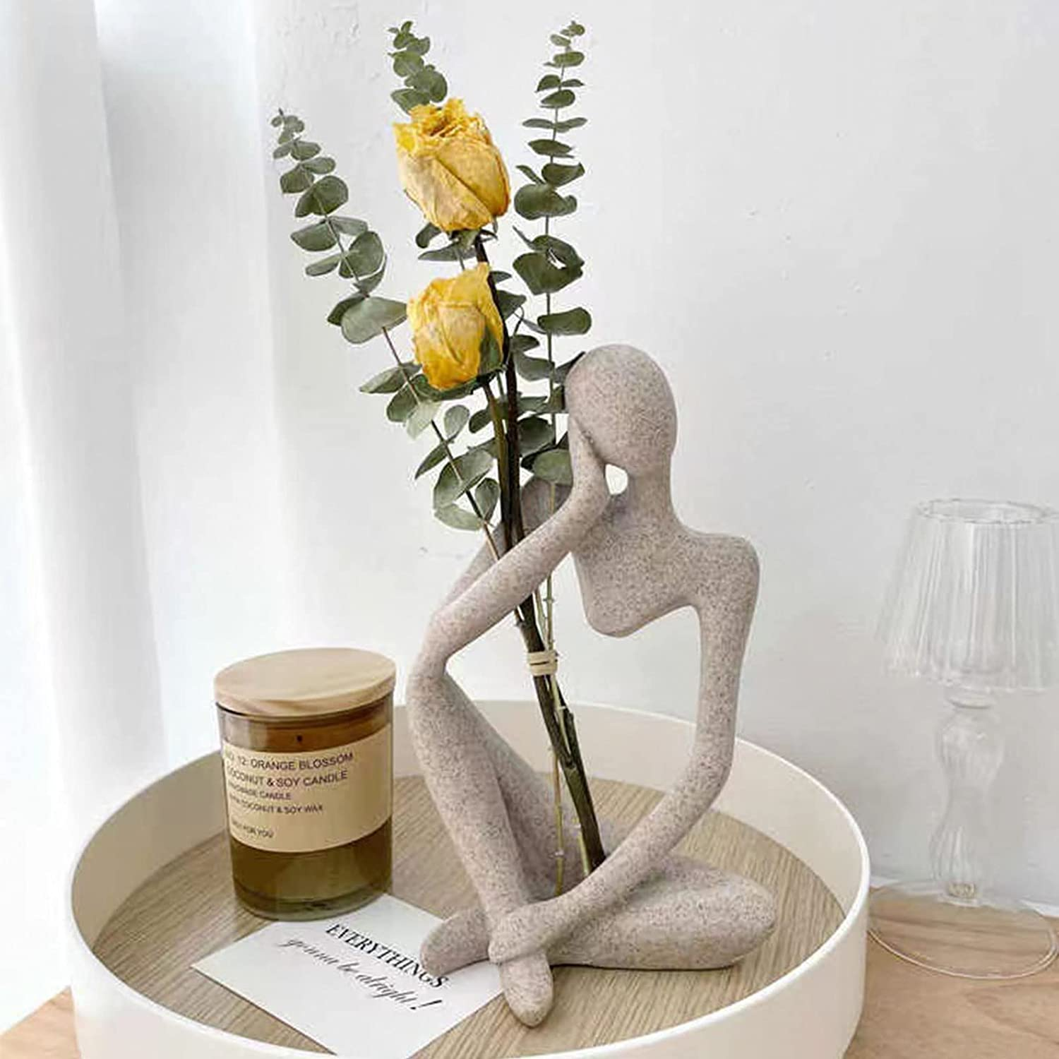 Sandstone Resin Abstract Thinker Sculpture for Home Decoration