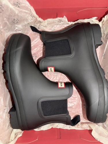 Hunter Original Chelsea Ankle Boot Waterproof Rubber Black Women US 8 EU 39