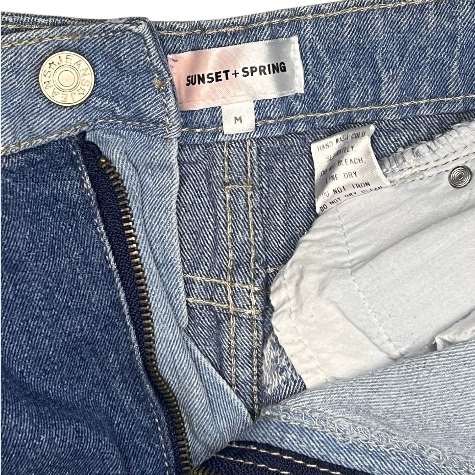 Sunset + Spring Denim Patchwork Mini Skirt – Dist… - image 5