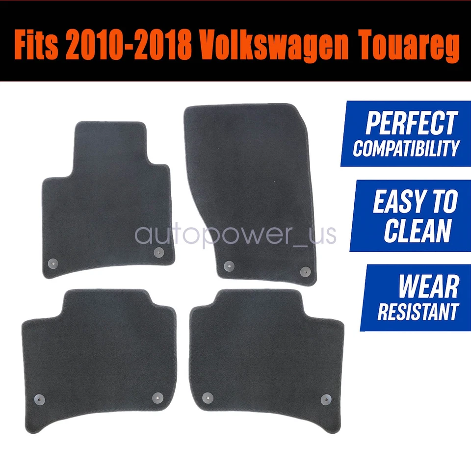 Alfombrillas delanteras traseras impermeables terciopelo negro para VW Touareg 2010-2018 Foto 3 de 4
