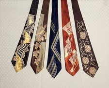 Vintage 40s-50s Tie Necktie Lot Of 5 Rockabilly Swing Ties