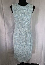 Calvin Klein Blue White Sleeveless Textured Sheath Dress Women's Size 4 Zip