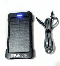 The Patriot Power is an 8,000mAh portable solar Bank : Solar Panel: 5-inch, 1.5W
