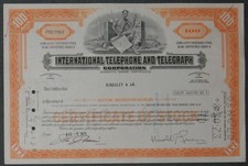 International Telephone and Telegraph Corporation 1973 100 Shares preferred