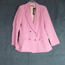 BOOHOO Blazer Womens 8 Blush Pink Double Breasted Military Jacket Modern NWT