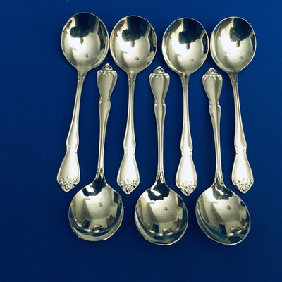 Oneida Arbor Rose Round Spoons 5 3/4'' Stainless Flatware Set of 7