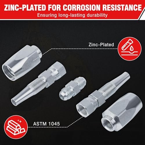 3Pcs Hydraulic Hose Field Repair Kit,1/4", 3/8", 1/4" (1), 3/8" (1), 1/2" (1)