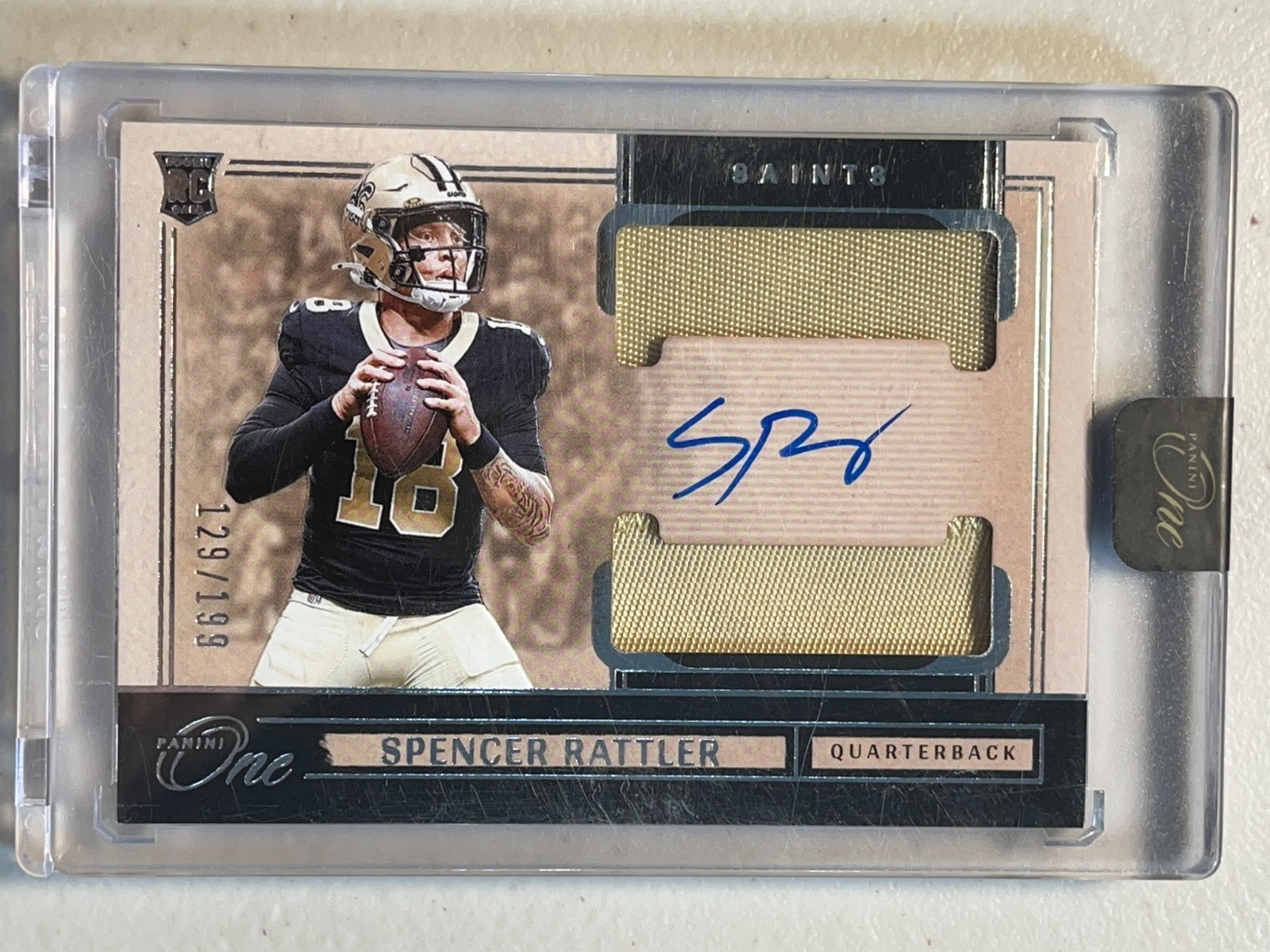 Spencer Rattler 2024 Panini One /199 RPA Dual Patch Auto RC Rookie Autograph #49