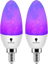 2 Pack E12 Flame Bulb LED Purple Fire Bulbs - Decorative Flickering Bulbs 3 Mode