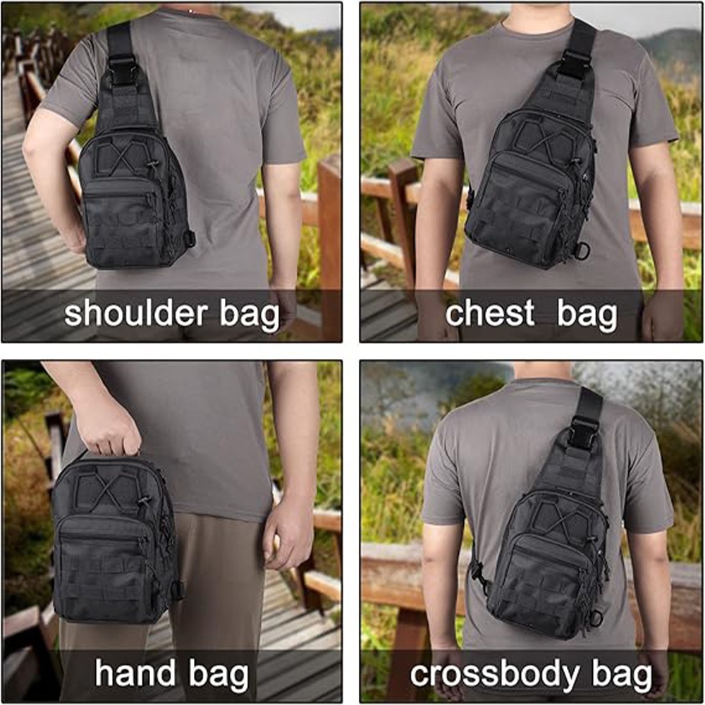 Mens Backpack Tactical Sling Shoulder Bag Molle Travel Chest Pack Outdoor Hiking