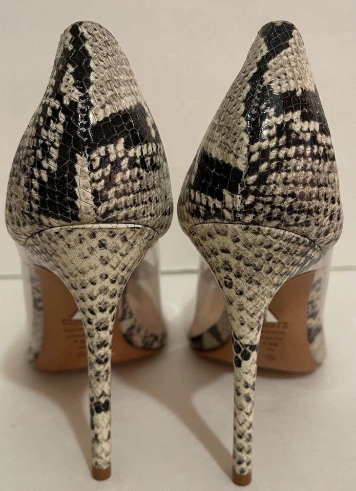 Zapatos de salón Schutz Cendi piel de serpiente / transparentes talla 7,5 B ~ hechos en Brasil nuevos con etiquetas Foto 3 de 4