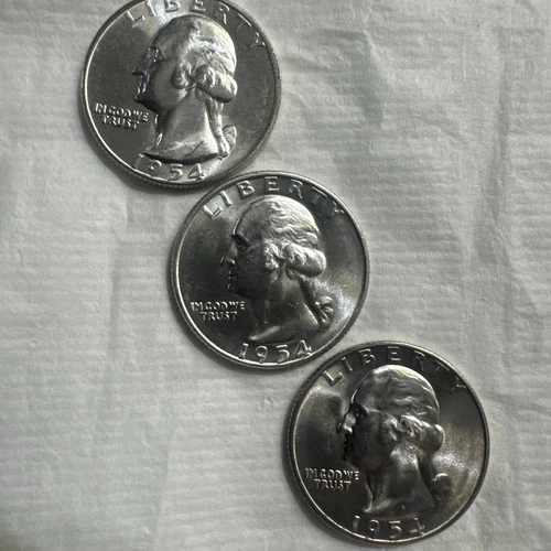 Choice Unc 1954 P+D+S Washington Quarter Gem BU Collection Lot Set