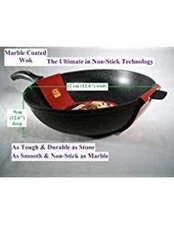 Ceramic Marble Coated Cast Aluminium Non Stick Wok 24 cm 