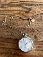 Vintage Elgin Pocket Watch with Chain and Fob working 