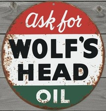 Wolfs Head Oil 12 Diameter Vintage Novelty Me...