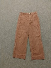 free people Brown Canvas High Rise Wide Leg Cargo Pants Pockets 27" Inseam
