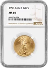1993 $25 1/2 oz Gold American Eagle NGC MS69 Gem Uncirculated Coin