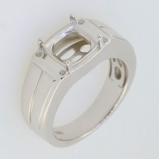 Men's Sterling Silver Semi Mount Ring Setting Cushion CU 8x8mm Male Jewelry