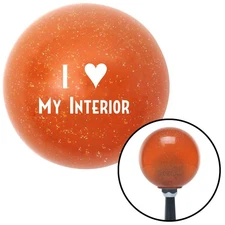 White I <3 MY INTERIOR Orange Metal Flake Shift Knob w/ M16x1.5 Insert Shifter