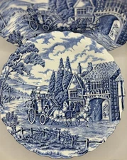 Set Of 4 Myott Royal Mail Blue Staffordshire England Soup / Salad Bowls