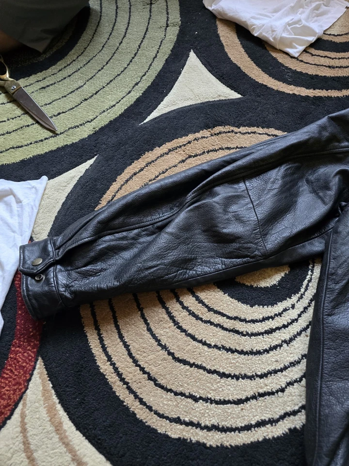 Croft & Barrow Chaqueta de Cuero Negra Cremallera Completa Hombre Grande Bombardero Acolchado Forrado Foto 4 de 4