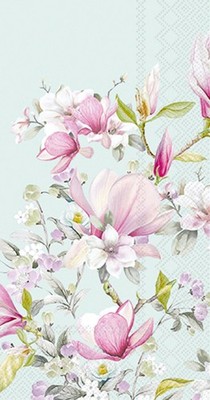 IHR Ideal Home Range 3-Ply Dinner Napkins 8.5''x4.5'' Light Blue Magnolia, 16ct