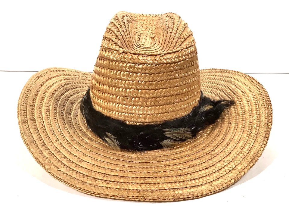 Sombrero de Vaquero Levi’s Vintage Paja Occidental con Banda de Plumas Hecho en EE. UU. Pequeño hr Foto 4 de 4